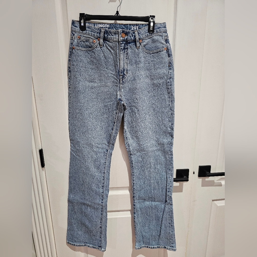 J. Crew Full Length Demi Boot blue jeans Size 29T - like new condition
